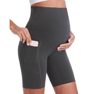 NIP Grey Maternity High-Waisted Active Shorts Size S